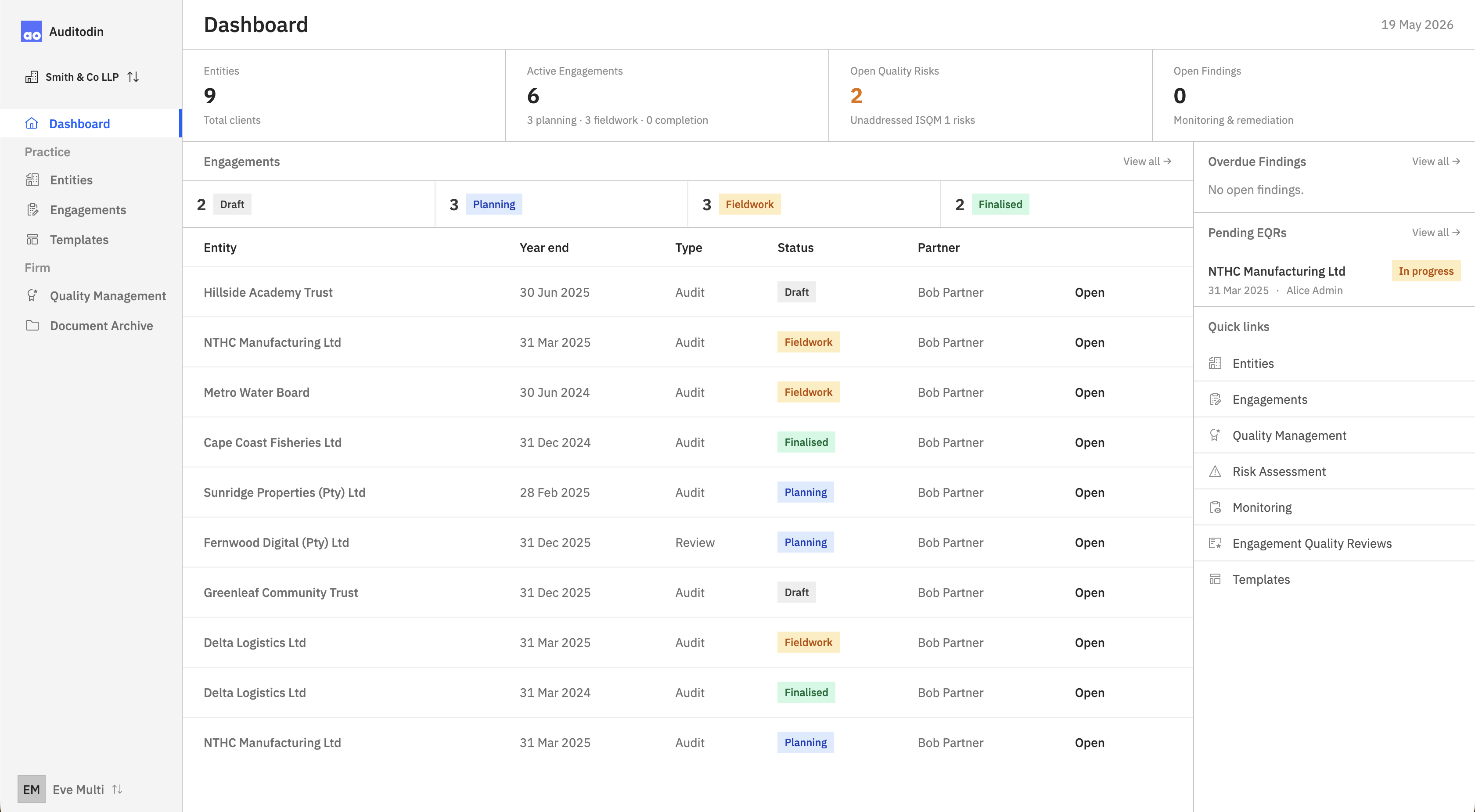 CaseQuo dashboard